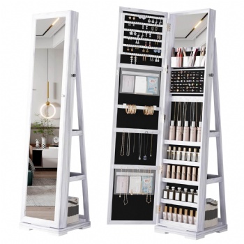 360° full-length mirror jewelry cabinet