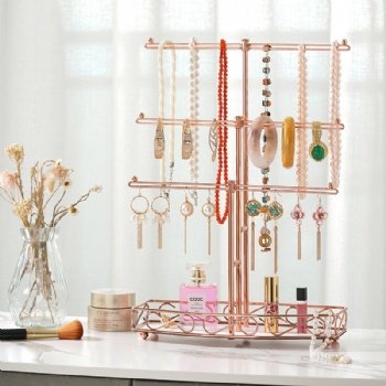 Classic gold wrought-iron T-shaped display stand