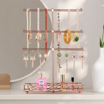 Classic gold wrought-iron T-shaped display stand