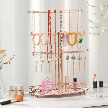 Classic gold wrought-iron T-shaped display stand