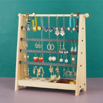 Wooden 5-storey tower display jewelry rack