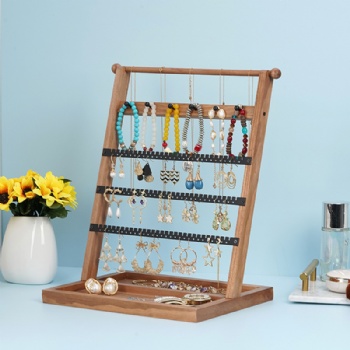 Wooden 5-storey tower display jewelry rack