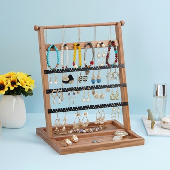 Wooden 5-storey tower display jewelry rack