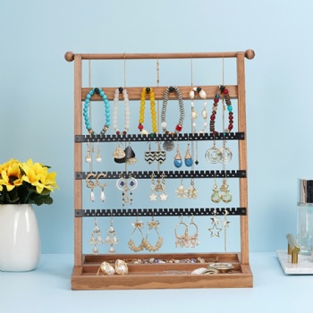 Wooden 5-storey tower display jewelry rack