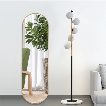 New full-length mirror with rounded edge with gold rim