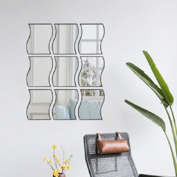 Irregular water waveform wall-mounted self-adhesive mirror