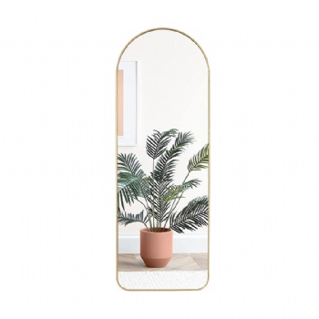 Arched full-length mirror with gold edge