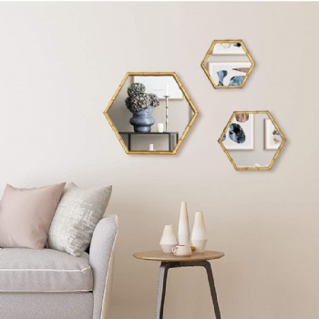 Hexagonal French vintage slub mirror