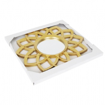 Flower-shaped gold wall-mounted mirror