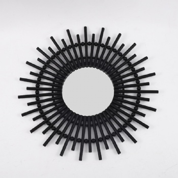 New round imitation rattan mirror