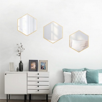 Fashionable gold-rimmed mirror three-piece set