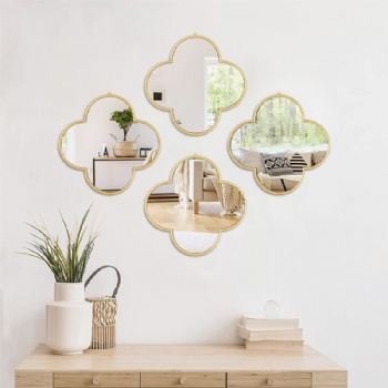 Four-leaf clover gold-edged combination self-adhesive mirror