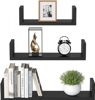 Floating shelves are wall-mounted