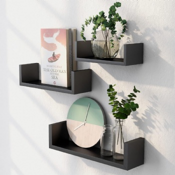 Floating shelves are wall-mounted