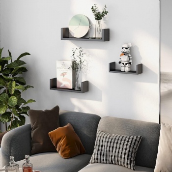 Floating shelves are wall-mounted