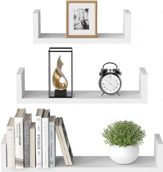 Floating shelves are wall-mounted