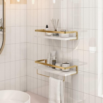 Floating shelves gold bathroom wall shelves