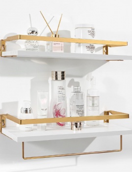 Floating shelves gold bathroom wall shelves