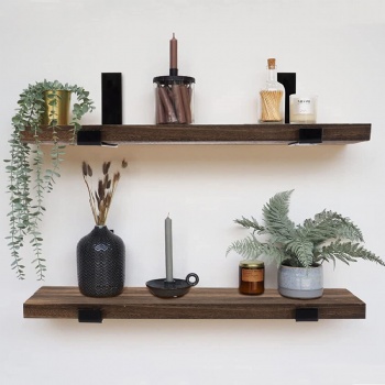 Wooden floating shelves