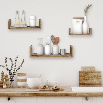 Wood-walled U-shaped shelves