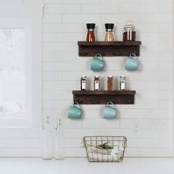 Wooden wall shelves