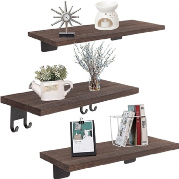 Wooden wall shelves