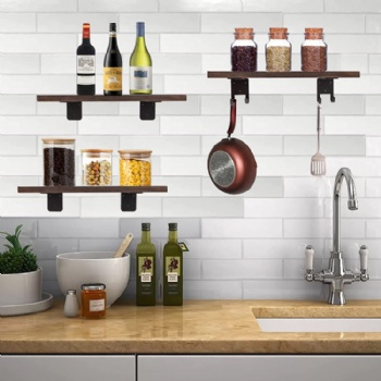 Wooden wall shelves