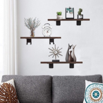 Wooden wall shelves