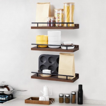 Floating shelves on the walls