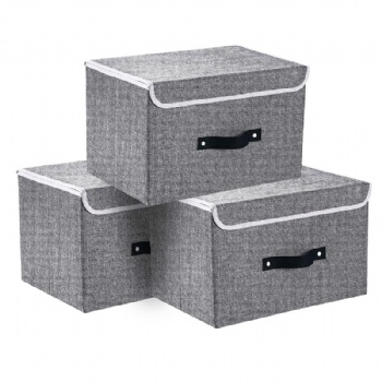 Cotton and linen fabric storage box