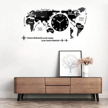 Oversized world map creative wall clock