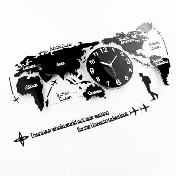 Oversized world map creative wall clock