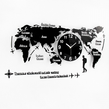 Oversized world map creative wall clock