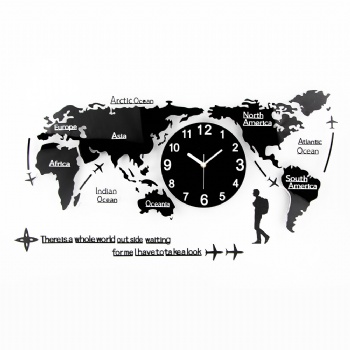 Oversized world map creative wall clock