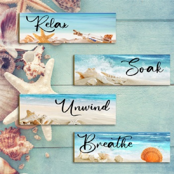 Sunny beach wind wooden tag