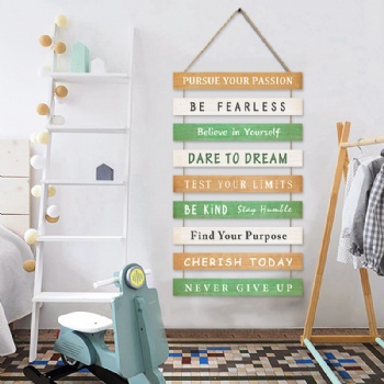 Inspirational wooden placard hanging