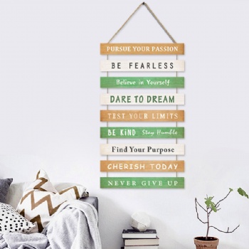 Inspirational wooden placard hanging