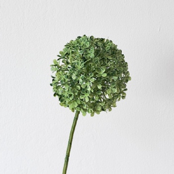 Artificial flowers with green onion balls