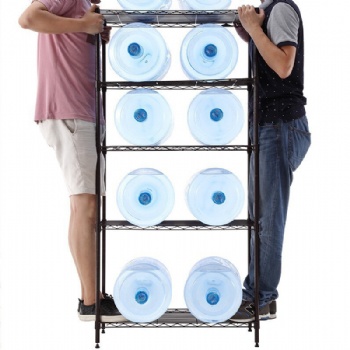 Five-tier storage shelves in the kitchen