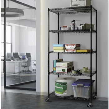 Five-tier storage shelves in the kitchen