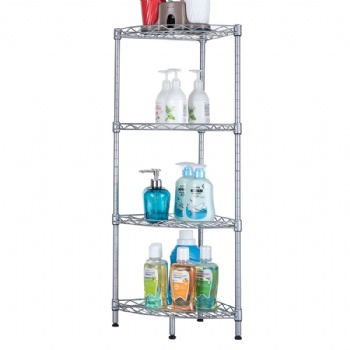 Four-tier metal corner shelves