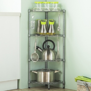 Four-tier metal corner shelves