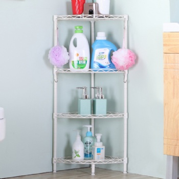 Four-tier metal corner shelves