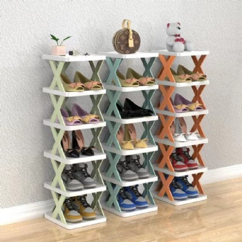 Multi-layer, space-saving folding shoe rack