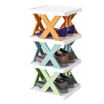 Multi-layer, space-saving folding shoe rack