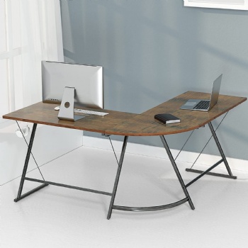 Steel and wood office computer desk