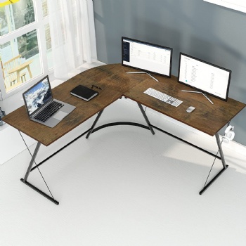 Steel and wood office computer desk