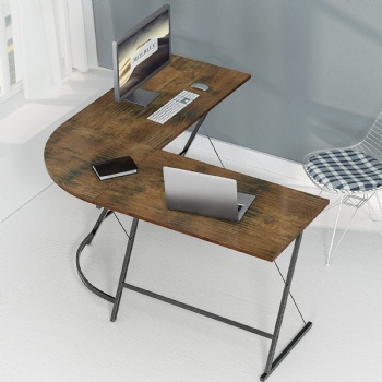 Steel and wood office computer desk