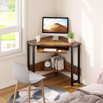 Simple triangular desktop computer desk