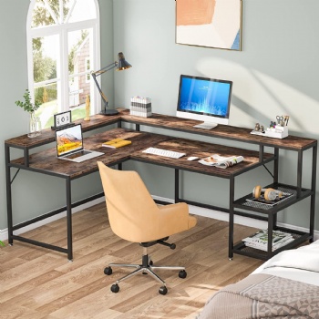 Corner L-shaped computer desk